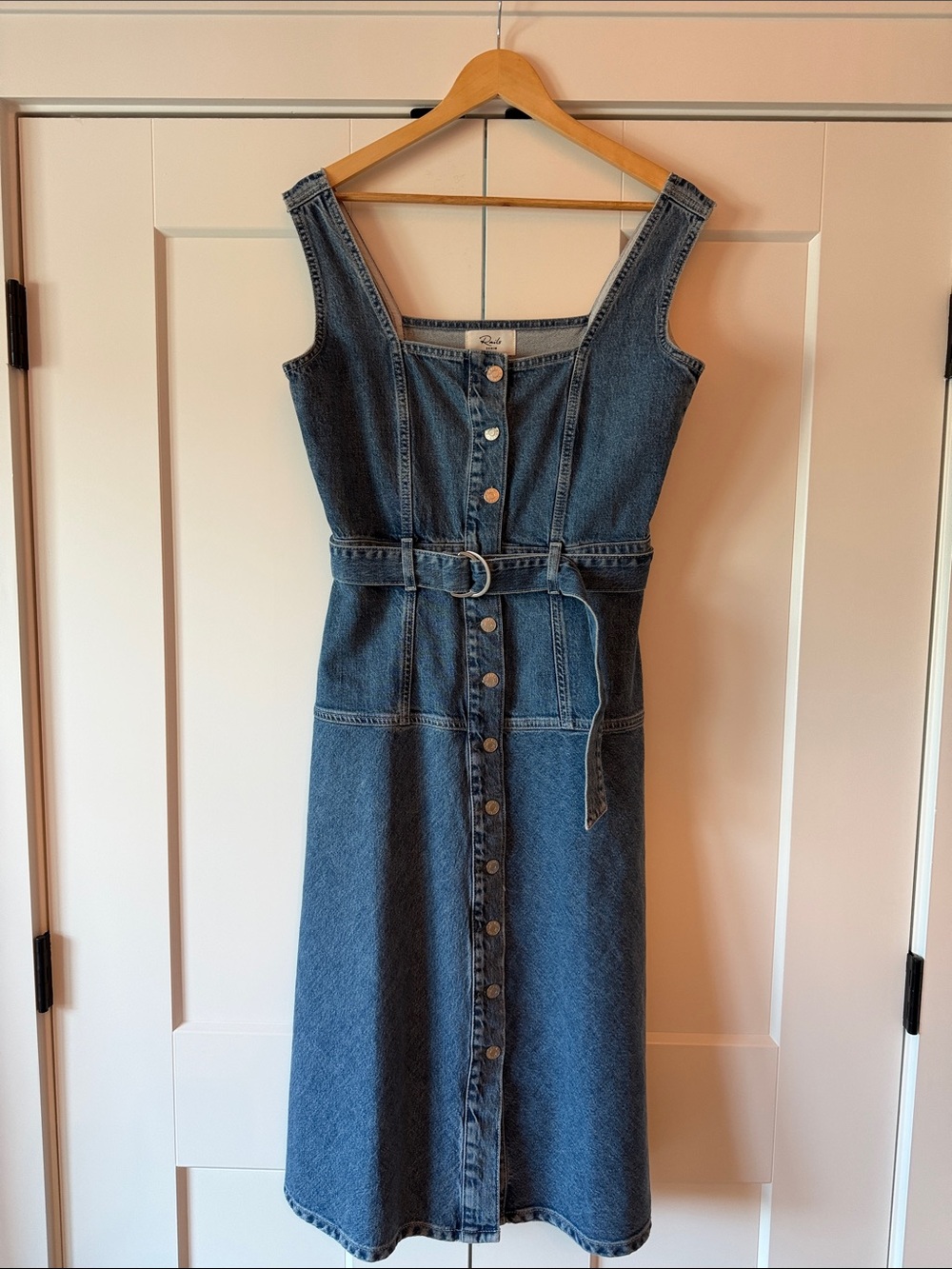 Rails Aliso Dress Pacific Coast Denim Button-Front Midi Dress with Belt